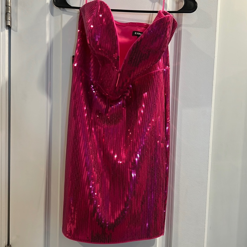 HOT PINK SEQUINS DRESS